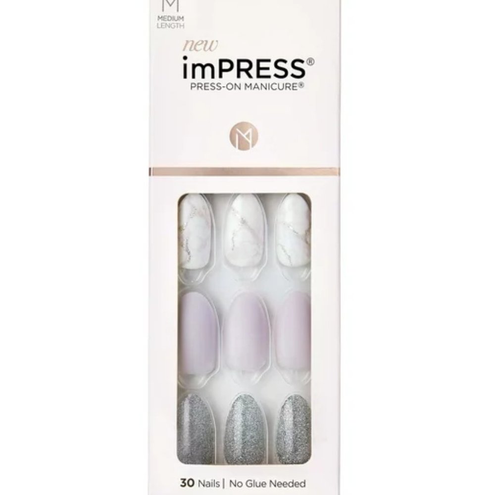 KISS imPRESS Press-on Manicure, Purple, Medium, Almond, 'Climb Up', 33 Ct.